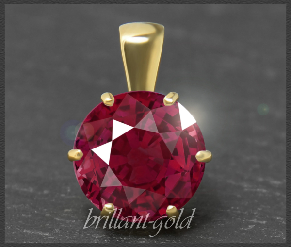 Rubin Gold Anhänger mit 9mm; 4,42ct, 585 Gelbgold, 14 Karat Damen Gleiter